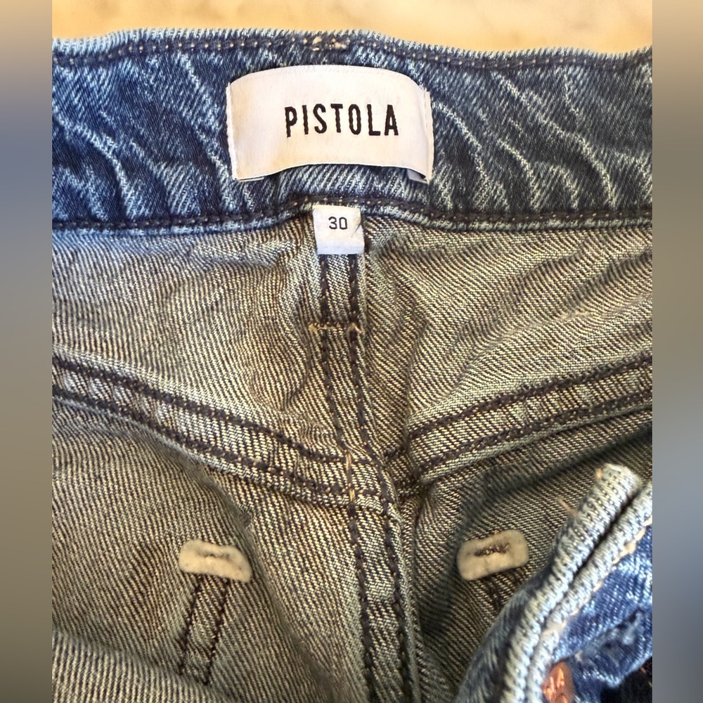 pistola Cropped High-Rise Wide Barrel Leg Jeans in Dark Blue Wash Baggy size 31 - Picture 5 of 6